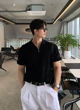 ジェイクスリケットハチハーフジップアップショートスリーブニット