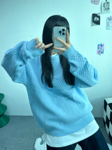 ハートエンブロイダリーニットボックスニット💙🖤🩷🤍 - 4カラーズ