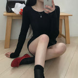 [Bellidmade/5color]リナ ラウンドネック リブ ロングスリーブ Tシャツ
