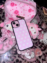 Sweet hearts phone case (pink) - black glass - magsafe