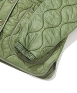 Women’s Collarless Quilted Jacket Olive
