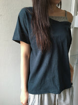 ハボイルルーズフィットVネックスラブ半袖Tシャツ