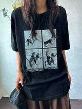 ジュジュ フォーセクション ブラックホワイト オーバーサイズTシャツ - 4カラー