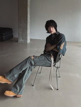 Summer shea damage washed denim half shirt