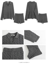 チャコールツイストウールニットパンツ2ピース