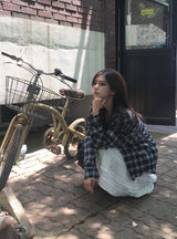 26SS★ [MADE] リッチ オーバー ボクシー チェック ロングスリーブ リンクル シャツ