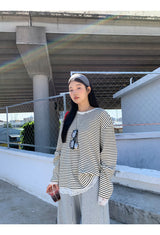 Lace Detail Stripe Long Sleeve Knitwear