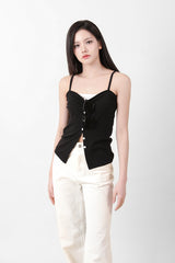 Button Sleeveless Top Black