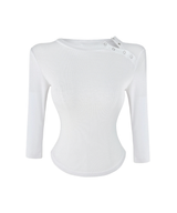 Rib Snap Three-Quarter Sleeve Top (2color)