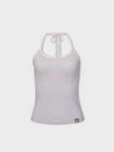  Stripe Two-Tone Halter Neck Top(PINKGREY)