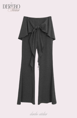 ロイヤル チャコール フリル トレーニング スリーピース セットアップ (Cardigan+Sleeveless+Pants)