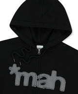 mah CUT OFF APPLIQUE ZIP-UP HOODIE