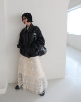 Cancan see-through see-through long skirt