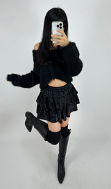 (ビッグカラーニット/スモールヘッドエフェクトニット♥) 2 COLORS ビッグカラールーズフィットセミオーバーサイズニットカーディガン