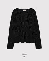 ドットラウンドフリルレイヤードロングスリーブTシャツ（3色）