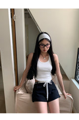 White Ribbon High Short Pants