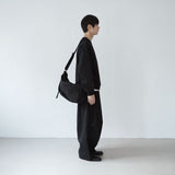 webbing belted cotton wide pants