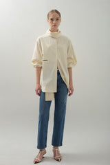 Drape Scarf Shirt_Beige