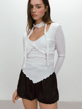 SATIN LACE SHORTS / BLACK
