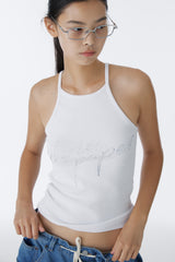 CUBIC HALTERNECK TANK TOP (WHITE)