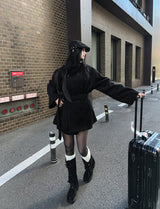 ハイネックショートストラップコート