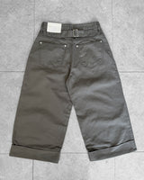 HERRINGBONE ROLL-UP BUCKLE PANTS