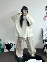 PATCH 🤎 LOOSE GIRLY OVER KNIT 🧸🤍🤎🖤4COLOR