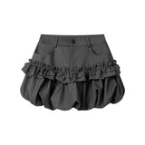 Ruffle Balloon Shirring Mini Skirt 231216236