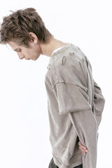 DAMAGE LAYERED L/S TEE (BEIGE)