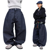 wide non-faded denim pants