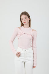 Layered Twist T-shirt Sleeveless Set Pink
