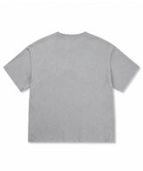 ミリタリーエンブレムヘンリーネッククロップドTシャツ - グレー