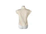 Newji Diagonal Button High-Neck Blouse Shirt