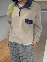Hael Check Anorak Fleece Sweatshirt