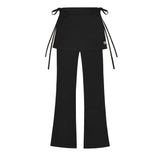 LAYERED STRING SKIRT PANTS [BLACK]