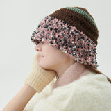 Fluffy Ring Crochet Hat (Brown)
