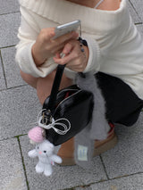 white cat carol keyring