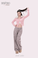 Lady Fur Knitwear Zip-Up Cardigan