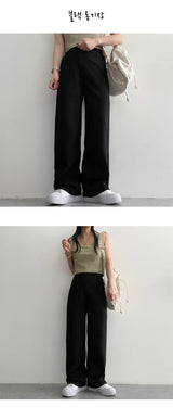 [Short, Basic, Long] [S-2XL] Dumbkin サマーバックバンディングリネンセミワイドパンツ