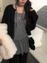 [Tie SET] Alan Muffler Button Shirring Sleeveless One Piece