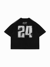 HIERARCHY STUDIOS TMTNW - ブラックフォーストライプボクシーオーバーサイズTシャツ