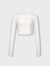 Dot Button Crop Cardigan(IVORY)