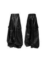 24AW バタフライレストレザートラウザーウィズプリーツシルエット&ディメンショナルテーパードパンツ