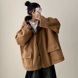 Heel double wool royal boxy pocket hooded coat 