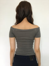 Happy Off Shoulder T-Shirt (2color)