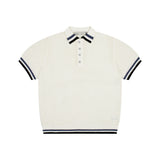GNT059 ストライプ リップ クロシェ ショートスリーブ ニット(CREAM)