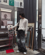 フィクションペイントウォッシングデニムパンツ