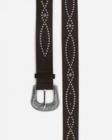 botzn western cubic gemstone stud wide leather belt