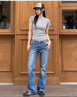 ストレッチコットンスリムショートスリーブTシャツ メランジ