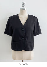 Koren V-neck Linen Short Sleeve Jacket